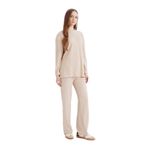 DeFacto Regular Beli Lastikli Basıc Fit Fitilli Kaşkorse Pantolon, 2XL, D7437AX24WN, Bej-BG775, Kadın
