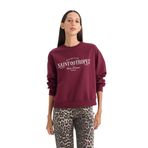 DeFacto Regular Bordo Fit Bisiklet Yaka Baskılı İnce Kadın Sweatshirt