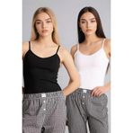 DeFacto Regular Fit 2'li Atlet, S, G8219AX26SP, Siyah-BK81, Kadın