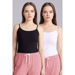 DeFacto Regular Fit 2'li Atlet, XL, G8360AX26SP, Siyah-BK81, Kadın