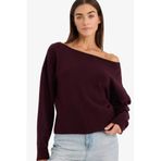 DeFacto Regular Fit Açık Omuz Triko Kazak, M, G8898AX25CW, Bordo-BR153, Kadın