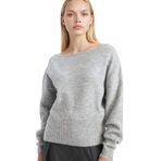 DeFacto Regular Fit Açık Omuz Triko Kazak, M, G8898AX25CW, Gri-GR28, Kadın
