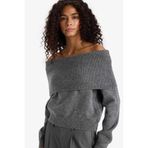 DeFacto Regular Fit Açık Omuz Triko Kazak, XL, F3029AX25WN, Antrasit-AR153, Kadın