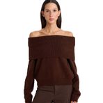 DeFacto Regular Fit Açık Omuz Triko Kazak, XL, F3029AX25WN, Kahve-BN540, Kadın