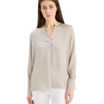 DeFacto Regular Fit Apaş Yaka Saten Uzun Kollu Bluz, S, C3217AX25SP, Bej-BG778, Kadın