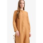 DeFacto Regular Fit Basic Düz Yanları Bağcıklı Uzun Kollu Tesettür Gömlek Tunik F2182AX25SMBN563
