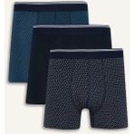 DeFacto Regular Fit Baskılı 3'lü Boxer D2314AX25AU - Lacivert-NV135 - Dropsuz - 3XL