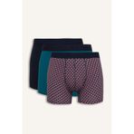DeFacto Regular Fit Baskılı 3'lü Boxer, S, C3269AX24CW, Lacivert-NV135, erkek