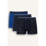 DeFacto Regular Fit Baskılı 3'lü Boxer, S, D9877AX25SM, Lacivert-NV135, erkek