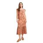 DeFacto Regular Fit Beli Lastikli Desenli Midi Etek, 36, F1158AX25SMOG327-1013002, Turuncu, Kadın