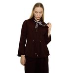 DeFacto Regular Fit Beli Lastikli Süet Uzun Kollu Gömlek, L, E801GY117745, Kahverengi, Kadın