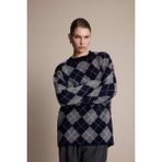 DeFacto Regular Fit Bisiklet Yaka Baklava Desenli Triko Kazak Tunik G6356AX25WN - Lacivert-NV207 - 2XL
