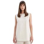 DeFacto Regular Fit Bisiklet Yaka Basic Düz Keten Karışımlı Kolsuz Tunik D2953AX24HS, S