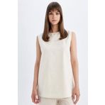 DeFacto Regular Fit Bisiklet Yaka Basic Düz Keten Karışımlı Kolsuz Tunik D2953ax24hs