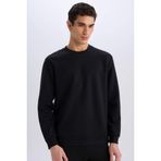 DeFacto Regular Fit Bisiklet Yaka Basic Düz Sweatshirt, S, D7231AX25SP, Siyah-BK81, erkek