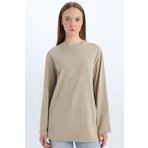 DeFacto Regular Fit Bisiklet Yaka Basic Düz Uzun Kollu Tişört Tunik D4897AX24WN