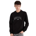 DeFacto Regular Fit Bisiklet Yaka Baskılı Sweatshirt, XL, E3205AX24WN, Siyah-BK81, erkek