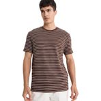 DeFacto Regular Fit Bisiklet Yaka Çizgili Kısa Kollu Tişört, S, E8198AX25AU, Kahve-BN539, Erkek