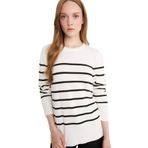 DeFacto Regular Fit Bisiklet Yaka Çizgili Triko Kazak, 2XL, F3706AX25AU, Ekru-ER105, Kadın