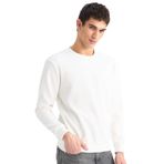 DeFacto Regular Fit Bisiklet Yaka Dokulu Jakarlı Sweatshirt, XL, D7549AX25SP, Ekru-ER138, erkek