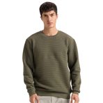 DeFacto Regular Fit Bisiklet Yaka Jakarlı Sweatshirt, S, D5392AX24AU, Haki-KH261, erkek