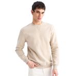 DeFacto Regular Fit Bisiklet Yaka Kalın Basic Düz Sweatshirt, S, T3777AZ25SP, Bej-BG735, erkek