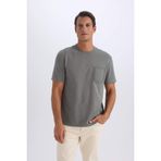 DeFacto Regular Fit Bisiklet Yaka Kısa Kollu Ağır Kumaş Tişört, S, D7228AX25SP, Haki-KH496, Erkek