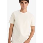 DeFacto Regular Fit Bisiklet Yaka Kısa Kollu Tişört, S, F8589AX25HS, Ekru-ER235, Erkek
