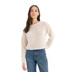 DeFacto Regular Fit Bisiklet Yaka Kroşe Triko Kazak, M, T4513AZ25SP, Ekru-ER223, Kadın