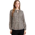 DeFacto Regular Fit Bisiklet Yaka Leopar Desenli Uzun Kollu Bluz, M, N1809AZ26SP, Ekru-ER103, Kadın