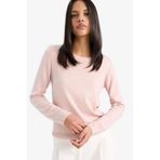 DeFacto Regular Fit Bisiklet Yaka Triko Kazak, L, F7091AZ25WN, Pembe-PN638, Kadın