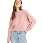 DeFacto Regular Fit Bisiklet Yaka Triko Kazak, L, T4518AZ25WN, Pembe-PN83, Kadın