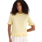 DeFacto Regular Fit Bisiklet Yaka Triko Kazak, L/XL, F7123AX25HS, Sarı-YL491, Kadın