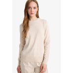 DeFacto Regular Fit Bisiklet Yaka Triko Kazak, S, F4084AX25WN, Bej-BG300, Kadın