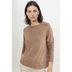 DeFacto Regular Fit Bisiklet Yaka Triko Kazak, XS, C6818AX25WN, Kahve-BN591, Kadın