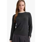 DeFacto Regular Fit Bisiklet Yaka Uzun Kollu Tişört Tunik, S, G5061AX25WN, Antrasit-AR212, Kadın