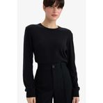 DeFacto Regular Fit Bisiklet Yaka Yün Kazak, S, G1385AX, BLACK, Kadın