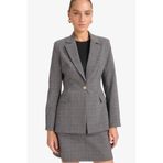 DeFacto Regular Fit Blazer Ceket, 36, D9883AX25AU, Gri-GR401, Kadın