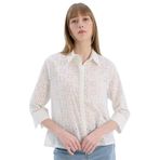 DeFacto Regular Fit Brode Uzun Kollu Gömlek, XL, E2005AX25SP, Beyaz, Kadın