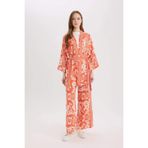 DeFacto Regular Fit Cep Detaylı Desenli Geniş Bol Paça Pantolon, 44, TYC4EE0A2D608B6602, Turuncu-OG269, Kadın