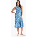 DeFacto Regular Fit Çiçekli Bisiklet Yaka Kolsuz Midi Yazlık Elbise E9437AX25SM - 38 - Mavi-BE767
