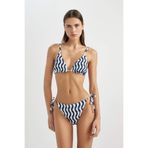 DeFacto Regular Fit Çizgili Bikini Altı Fall in Love, L, B6942AX24SM, Mavi-BE114, Kadın
