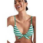 DeFacto Regular Fit Çizgili Ribana Bikini Üstü, XXS, B0383AX23HS, Yeşil-GN232, Kadın