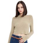DeFacto Regular Fit Crop Triko Kazak, S, C6321AX24WN, Yeşil-GN270, Kadın