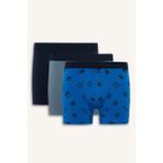 DeFacto Regular Fit Desenli 3'lü Boxer G9312AX26SP - Mavi-BE43 - 2XL