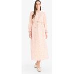 DeFacto Regular Fit Desenli Bağcıklı Şifon Uzun Kollu Tesettür Elbise F0033AX25SM - Pembe-PN105 - 42