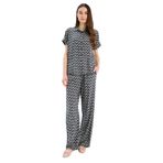 DeFacto Regular Fit Desenli Beli Lastikli Düz Paça Pantolon, 36, D8844AX25SP, Lacivert-NV135, Kadın
