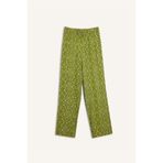 DeFacto Regular Fit Desenli Beli Lastikli Düz Paça Pantolon, 38, D8844AX25SP, Yeşil-GN751, Kadın