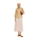 DeFacto Regular Fit Desenli Fırfır Yaka Vual Uzun Kollu Tesettür Bluz Tunik, Beyaz, XL