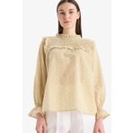 DeFacto Regular Fit Desenli Fırfır Yaka Vual Uzun Kollu Tesettür Bluz Tunik E7966ax25sm
